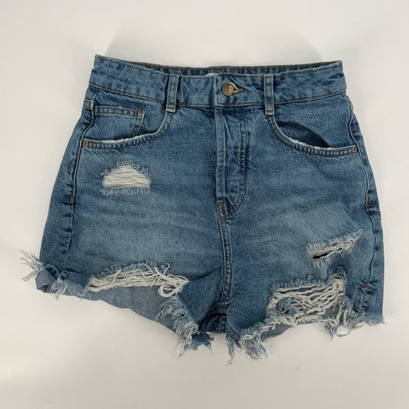 Zara Distressed Cut Off Button Fly Jean Shorts Size 4 Women’s - Picture 1 of 5